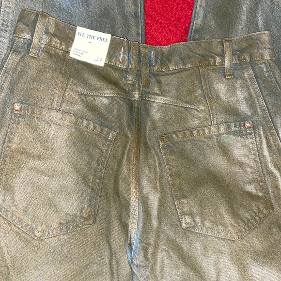 Free people Good luck coated brown high waist ankle barrel jeans - Picture 5 of 6